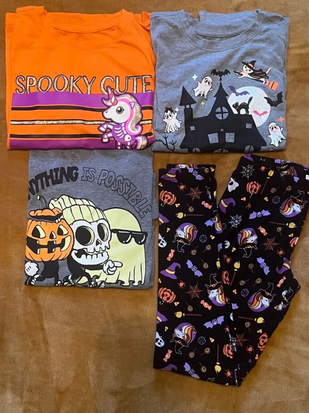 Halloween T-shirts Leggings Lot of 4 Girls 7/8 Mixed Brands Old Navy Party